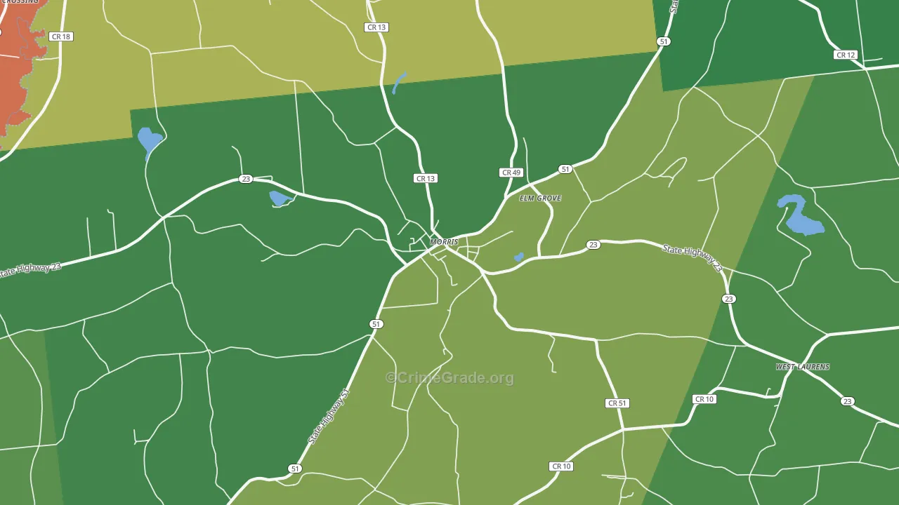 Morris, NY Map of Drug-Related Crime Rates