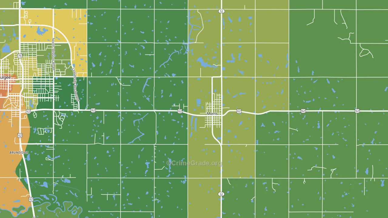 Morris, OK Map of Drug-Related Crime Rates