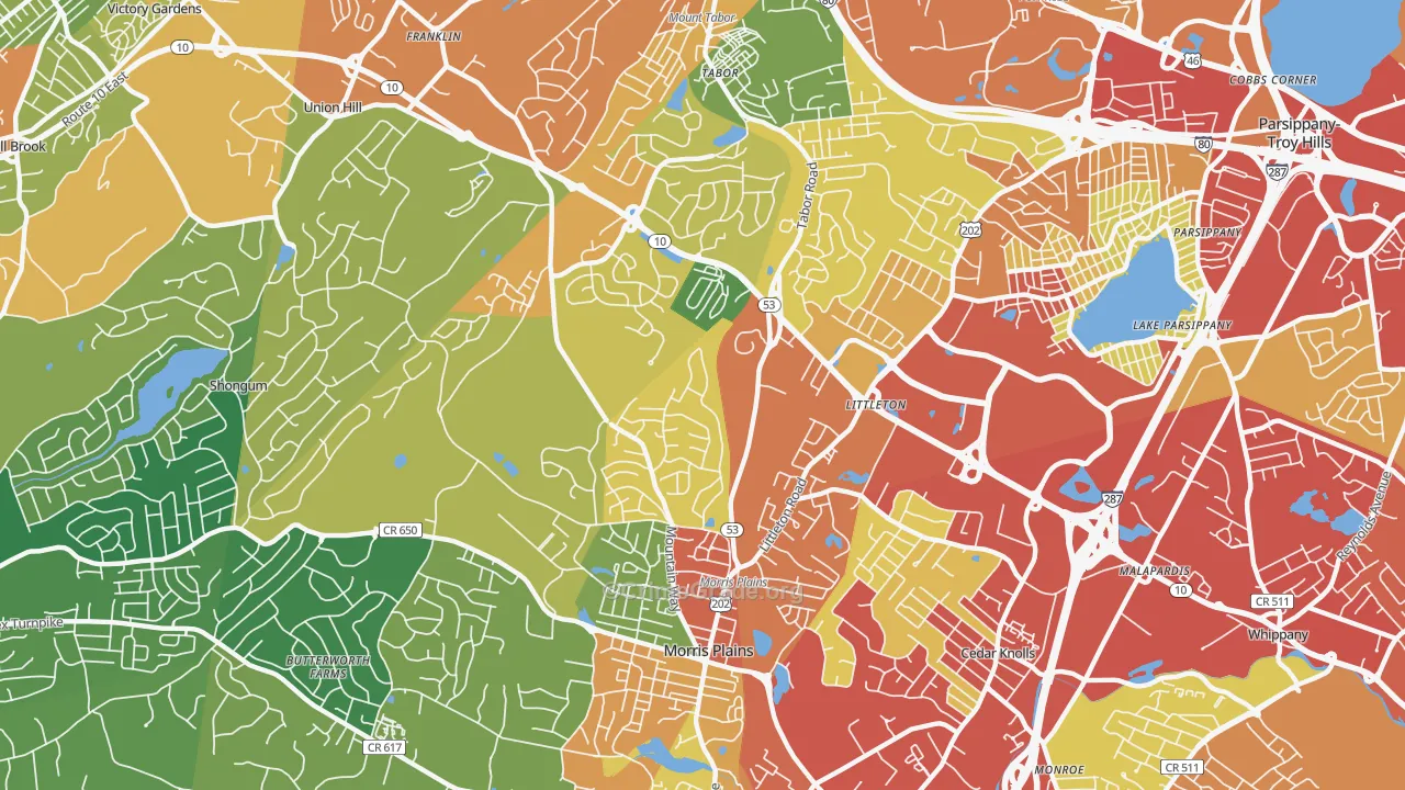 Morris Plains, NJ Map of Drug-Related Crime Rates