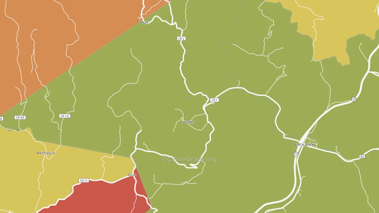 Morris, WV Map of Drug-Related Crime Rates
