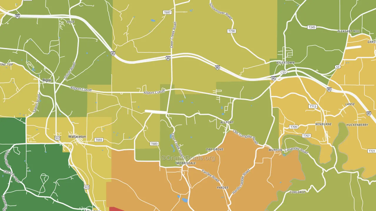 Morrisdale, PA Map of Drug-Related Crime Rates