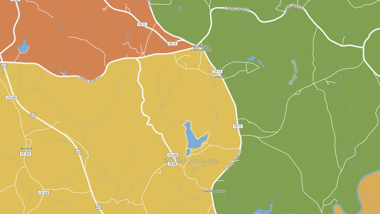 Morrison Crossroads, AL Map of Drug-Related Crime Rates