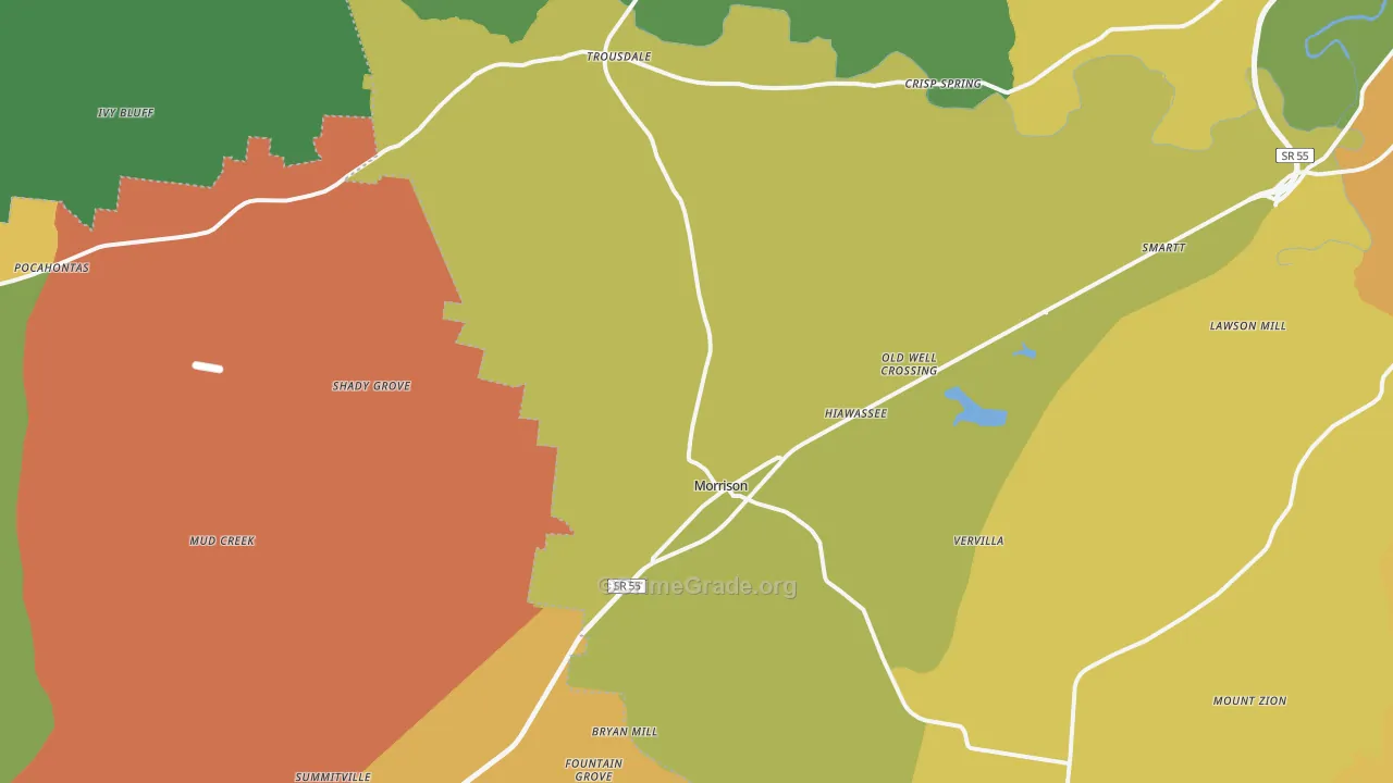 Morrison, TN Map of Drug-Related Crime Rates