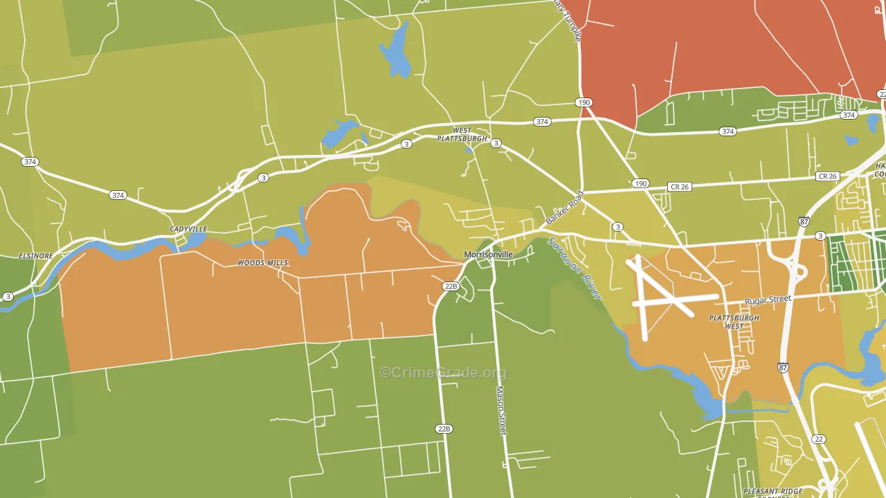 Morrisonville, NY Map of Drug-Related Crime Rates