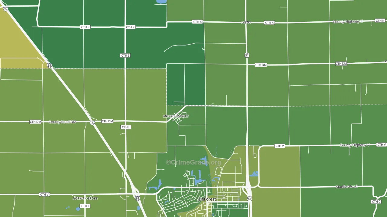 Morrisonville, WI Map of Drug-Related Crime Rates