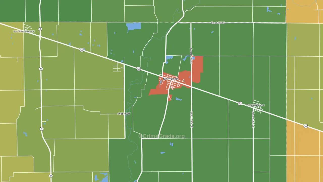 Morristown, IN Map of Drug-Related Crime Rates