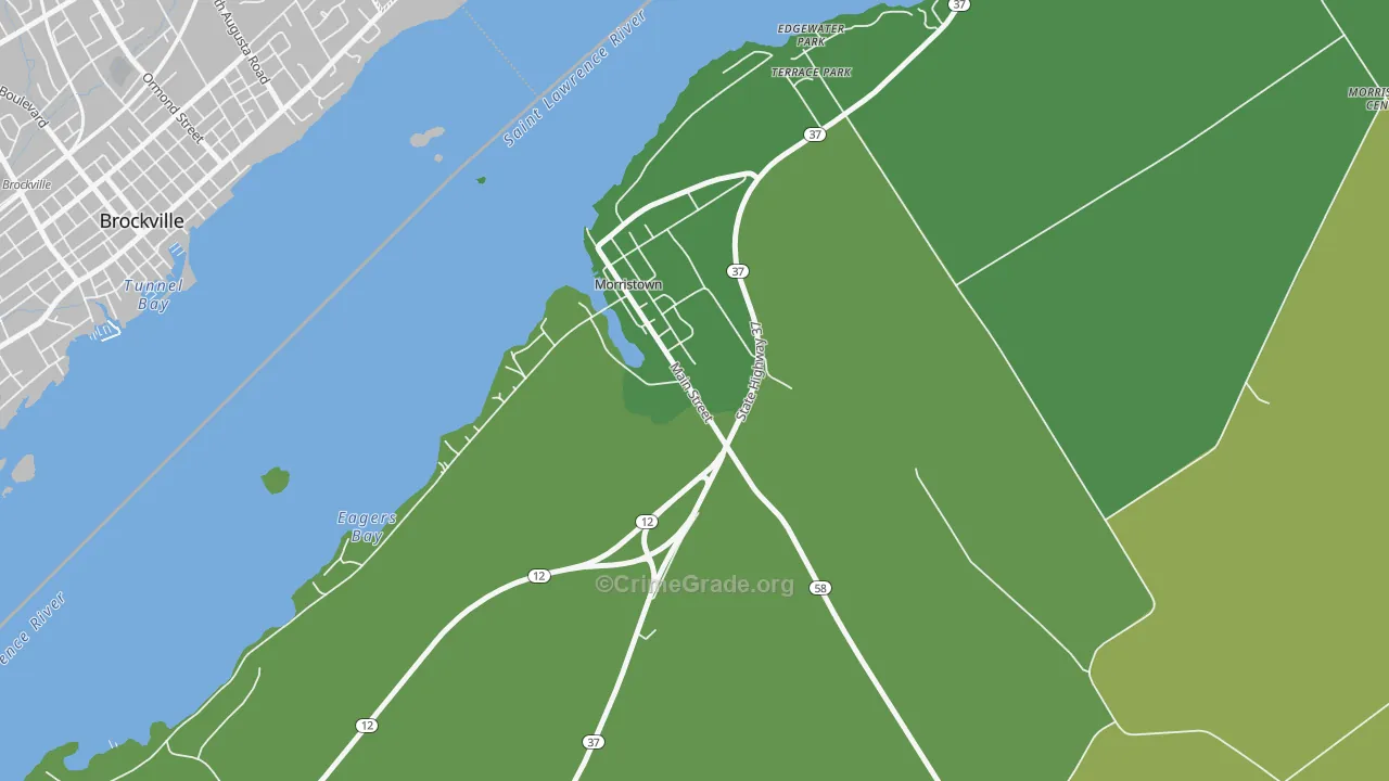 Morristown, NY Map of Drug-Related Crime Rates