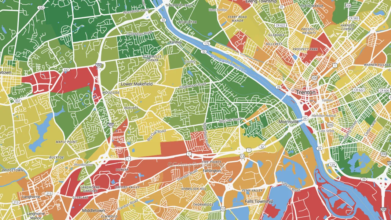 Morrisville, PA Map of Drug-Related Crime Rates