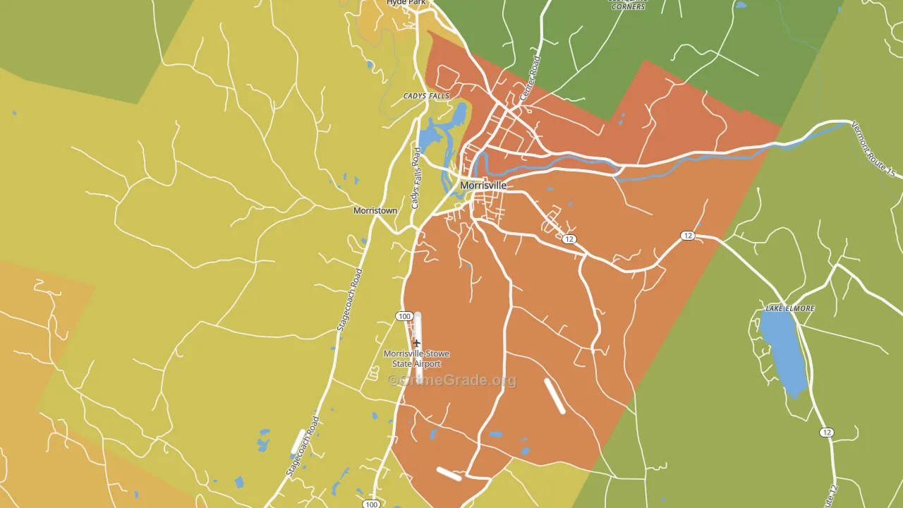 Morrisville, VT Map of Drug-Related Crime Rates