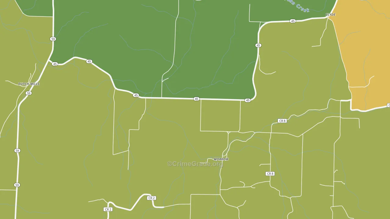 Morrow, AR Map of Drug-Related Crime Rates