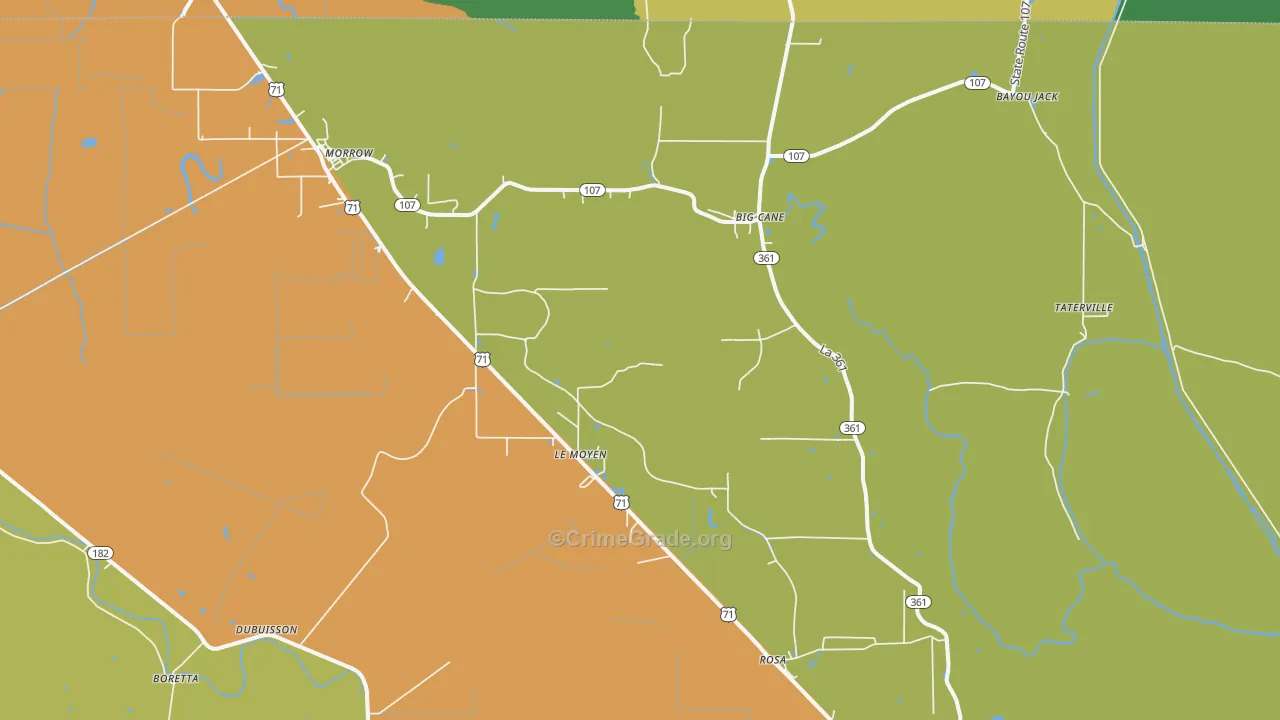 Morrow, LA Map of Drug-Related Crime Rates