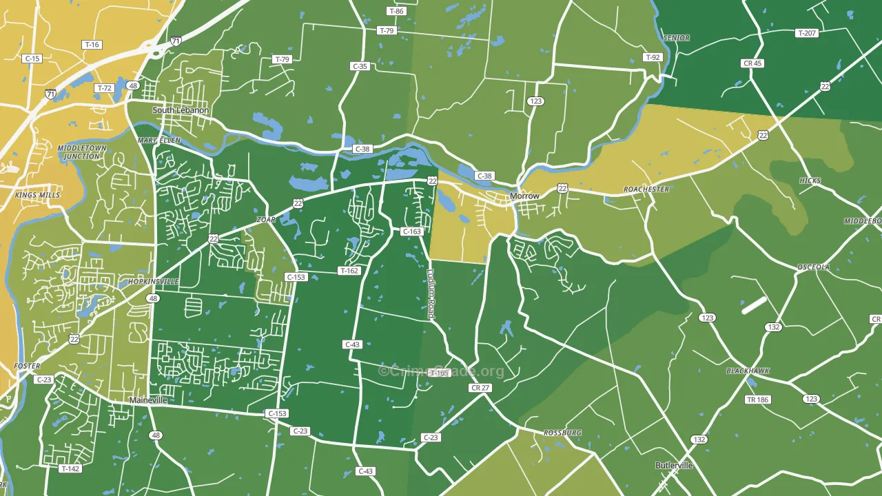 Morrow, OH Map of Drug-Related Crime Rates