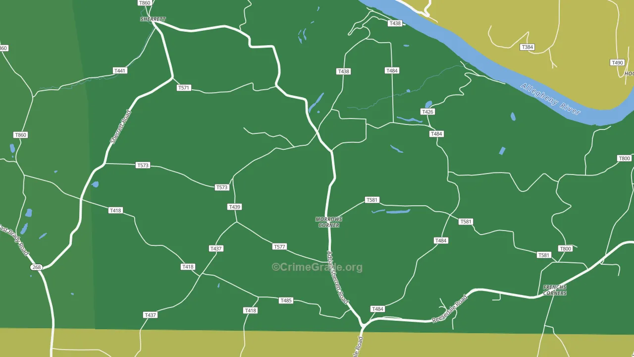 Morrows Corner, PA Map of Drug-Related Crime Rates