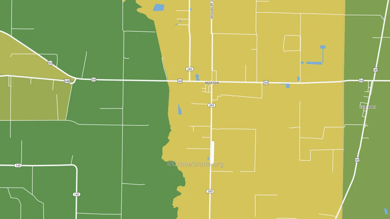 Morton, AR Map of Drug-Related Crime Rates