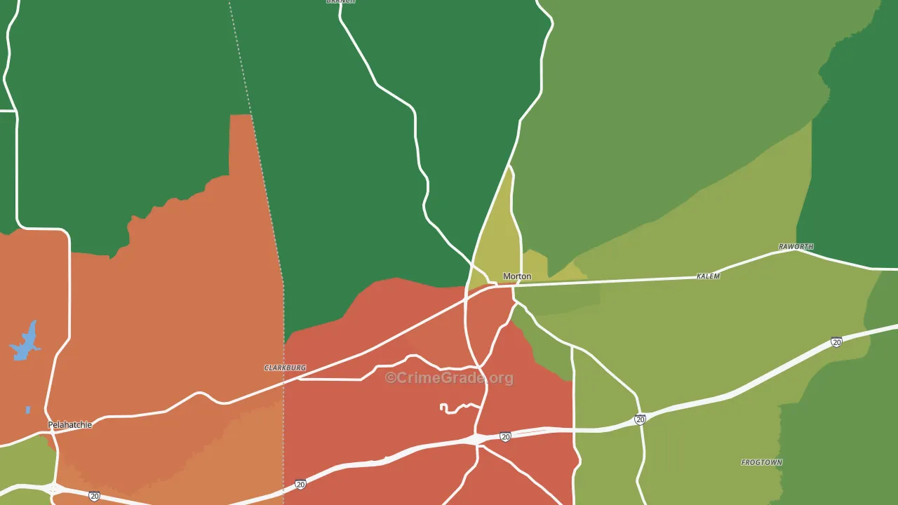 Morton, MS Map of Drug-Related Crime Rates