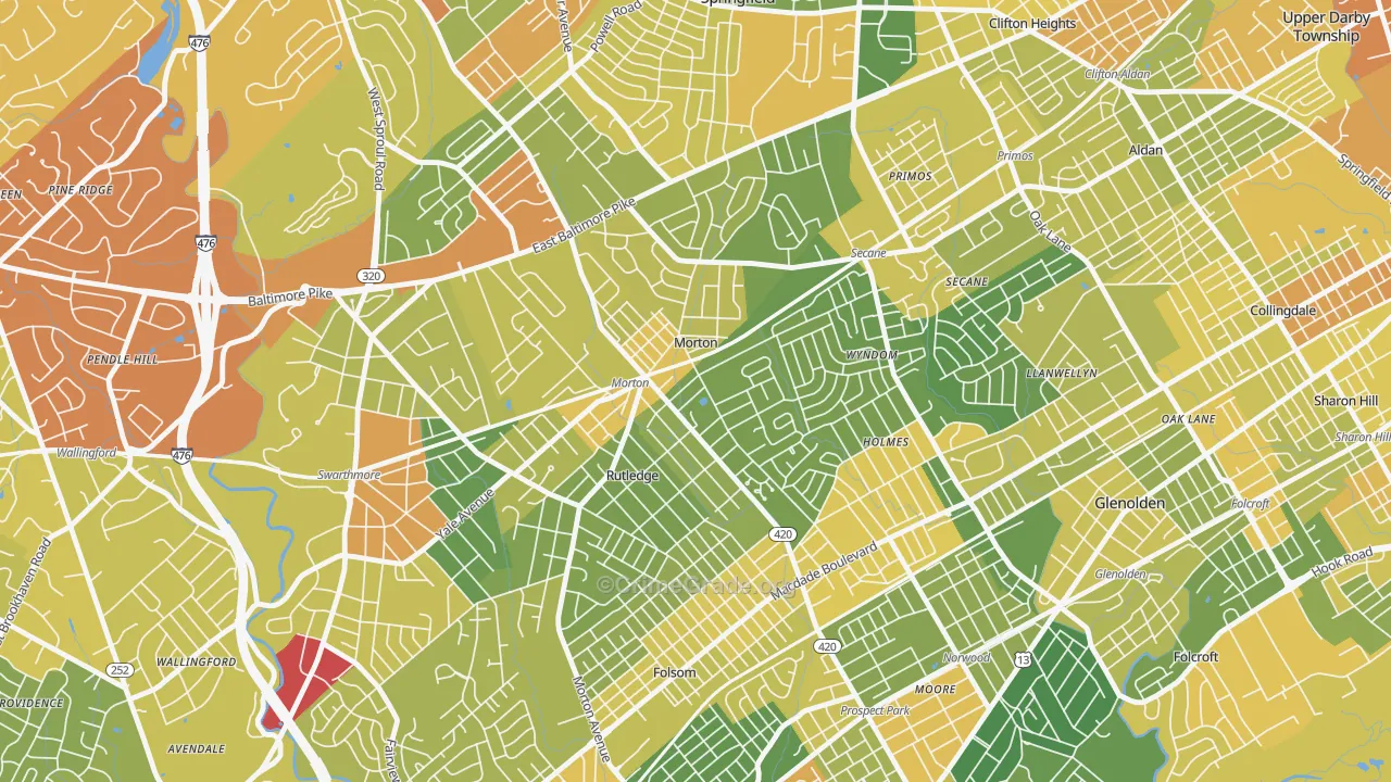 Morton, PA Map of Drug-Related Crime Rates