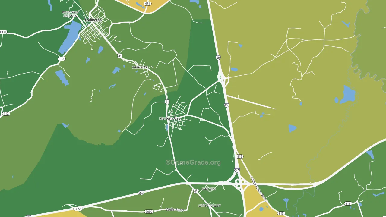 Mortons Gap, KY Map of Drug-Related Crime Rates