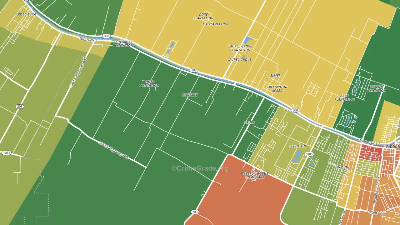 Morvant, LA Map of Drug-Related Crime Rates