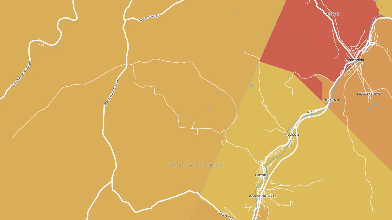 Moscow, MD Map of Drug-Related Crime Rates