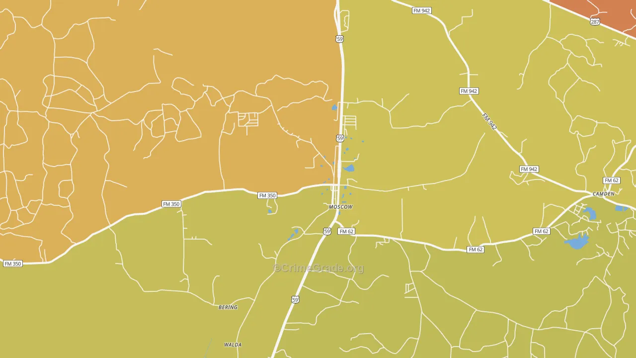 Moscow, TX Map of Drug-Related Crime Rates