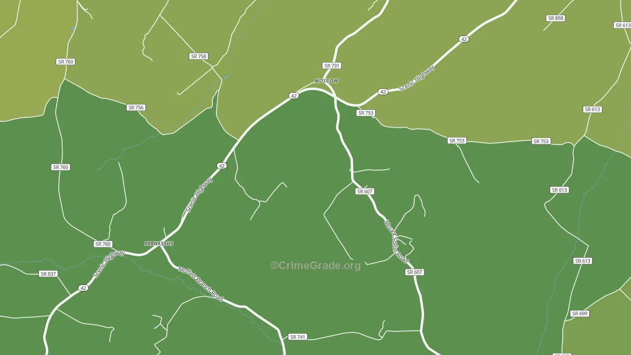 Moscow, VA Map of Drug-Related Crime Rates
