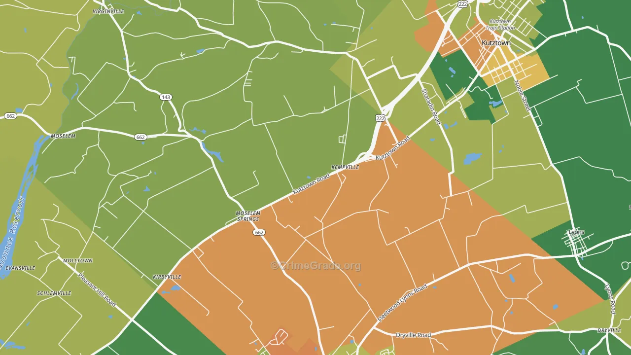 Moselem Springs, PA Map of Drug-Related Crime Rates