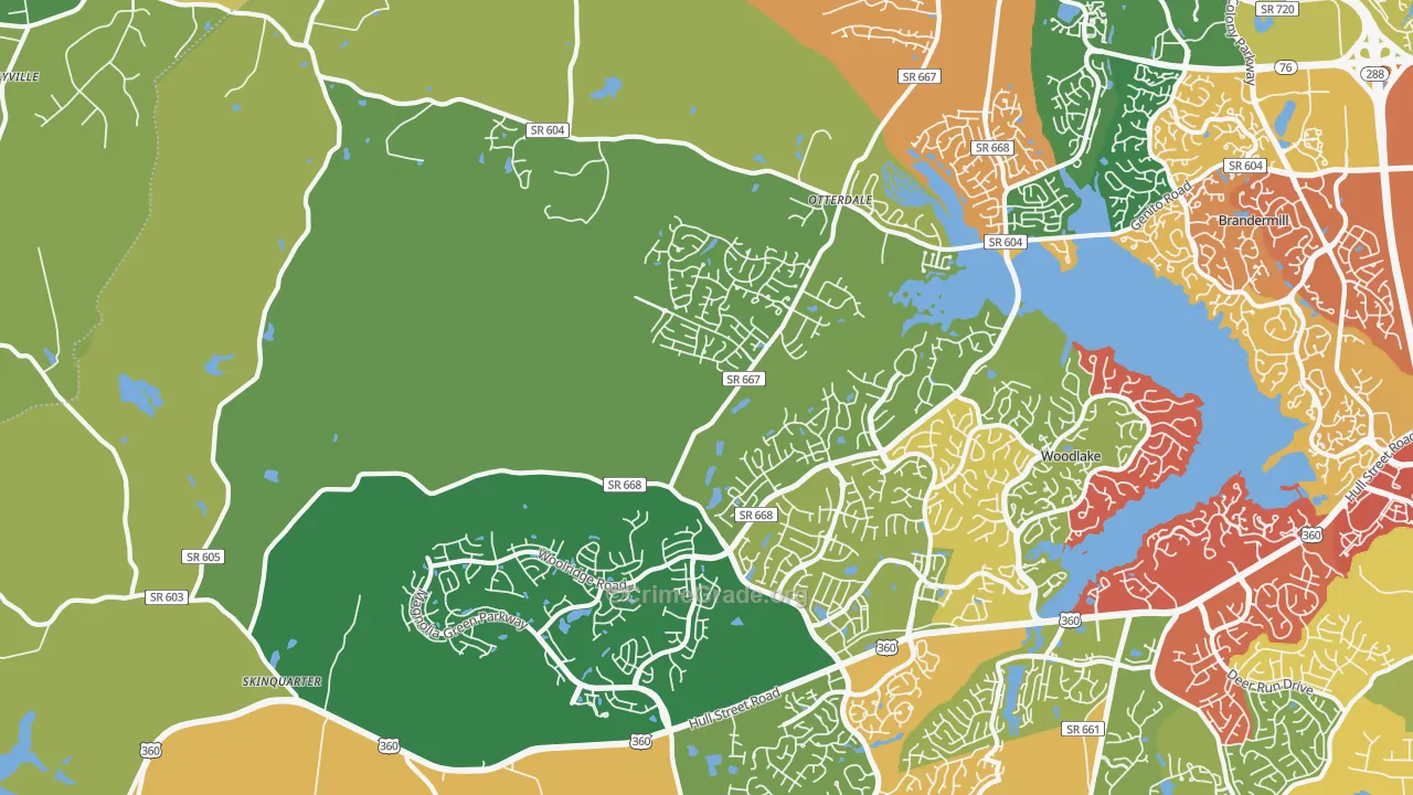 Moseley, VA Map of Drug-Related Crime Rates