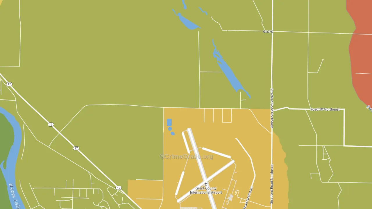 Moses Lake North, WA Map of Drug-Related Crime Rates