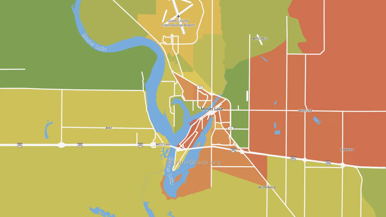 Moses Lake, WA Map of Drug-Related Crime Rates
