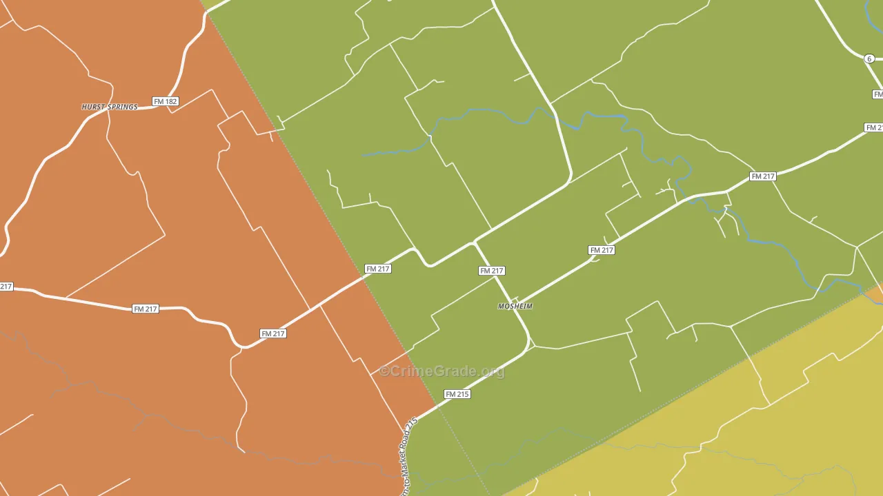 Mosheim, TX Map of Drug-Related Crime Rates