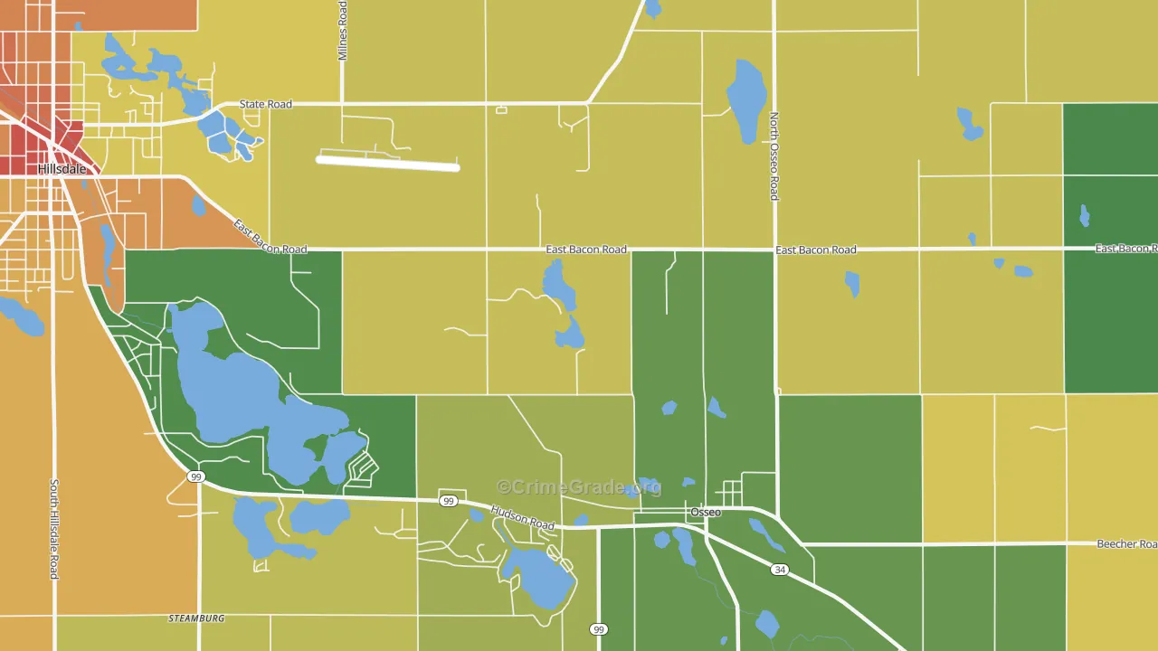 Mosherville, MI Map of Drug-Related Crime Rates