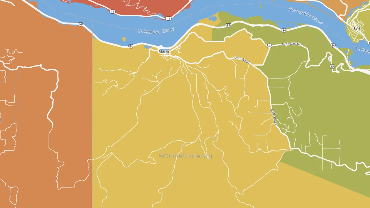 Mosier, OR Map of Drug-Related Crime Rates