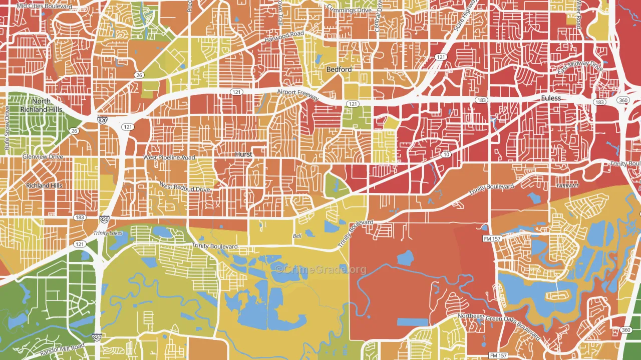 Mosier Valley, Euless, TX Map of Drug-Related Crime Rates