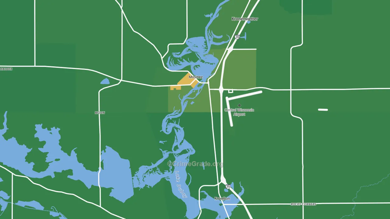 Mosinee, WI Map of Drug-Related Crime Rates