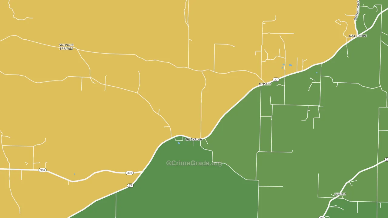 Mosley, AR Map of Drug-Related Crime Rates