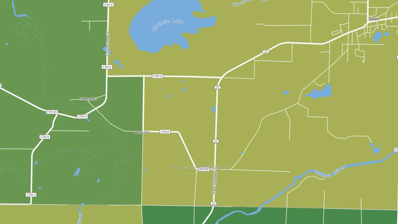 Mosling, WI Map of Drug-Related Crime Rates