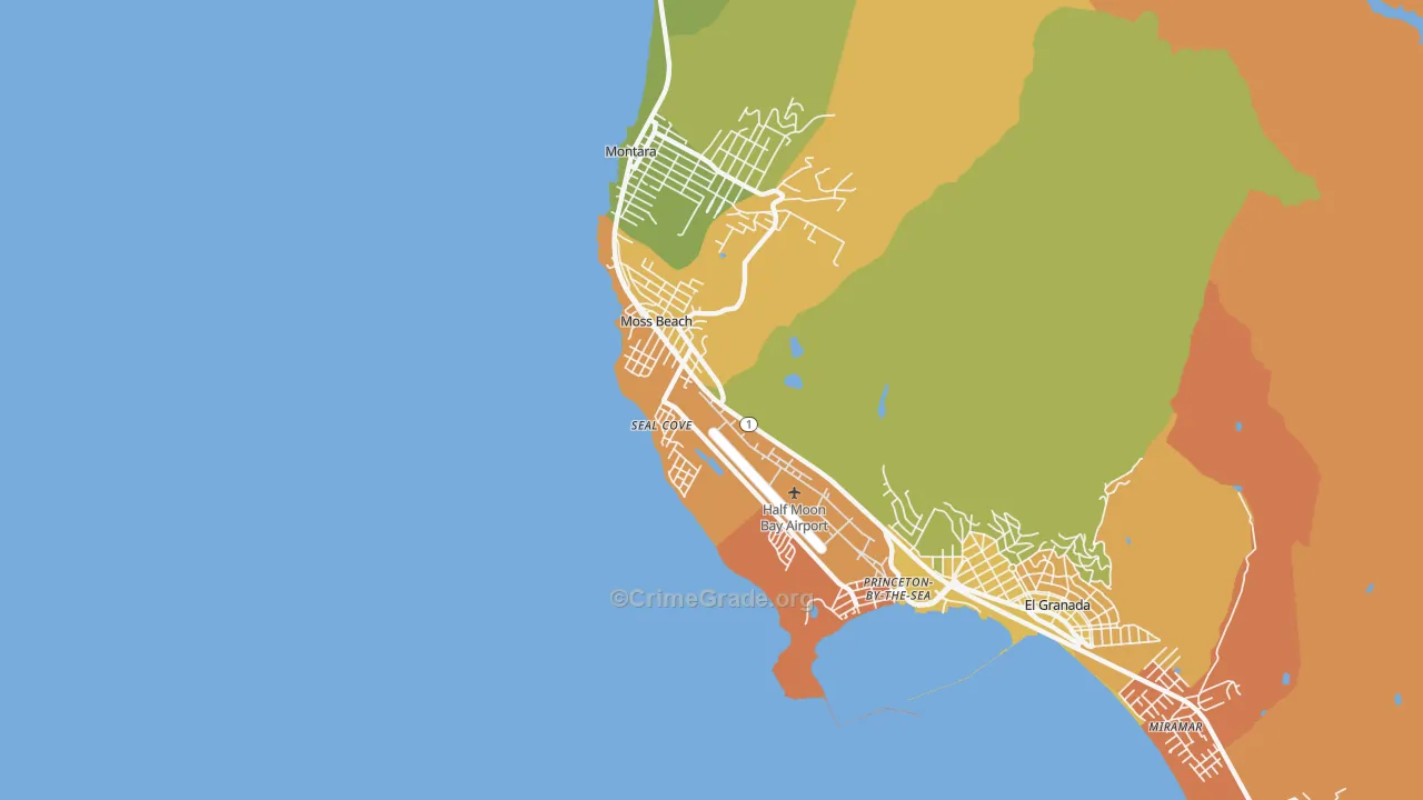 Moss Beach, CA Map of Drug-Related Crime Rates