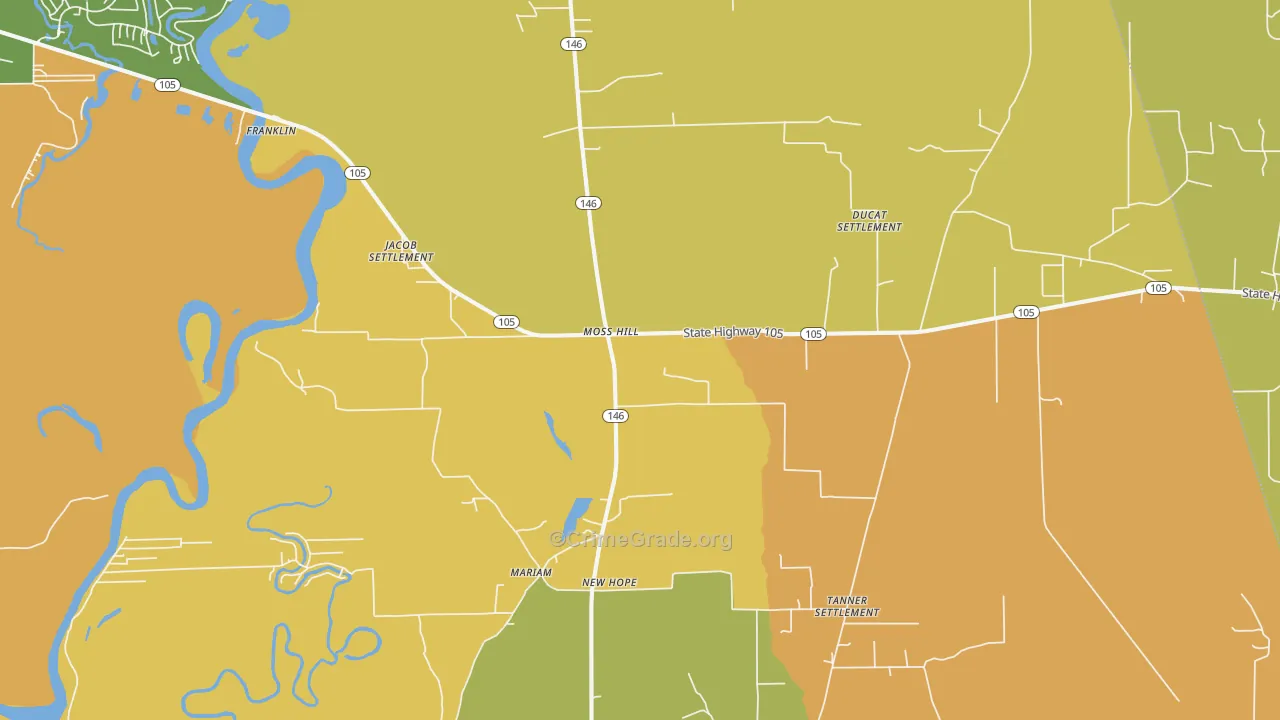 Moss Hill, TX Map of Drug-Related Crime Rates