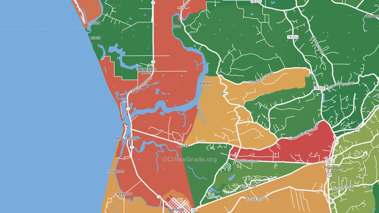 Moss Landing, CA Map of Drug-Related Crime Rates