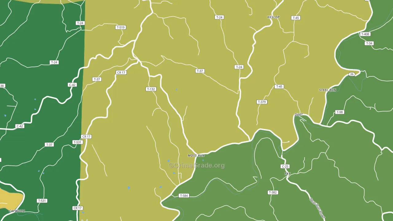 Moss Run, OH Map of Drug-Related Crime Rates