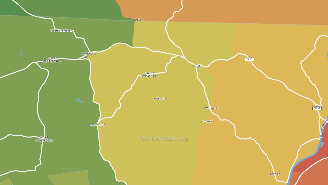 Moss, TN Map of Drug-Related Crime Rates