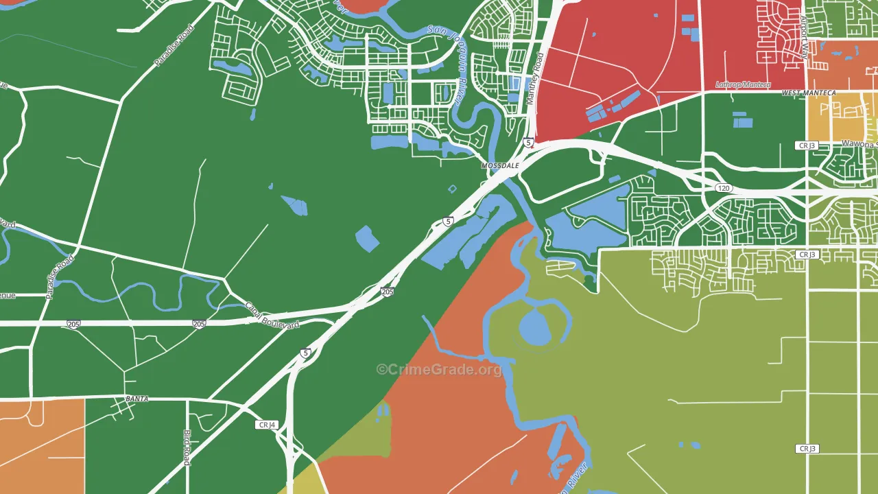 Mossdale, CA Map of Drug-Related Crime Rates