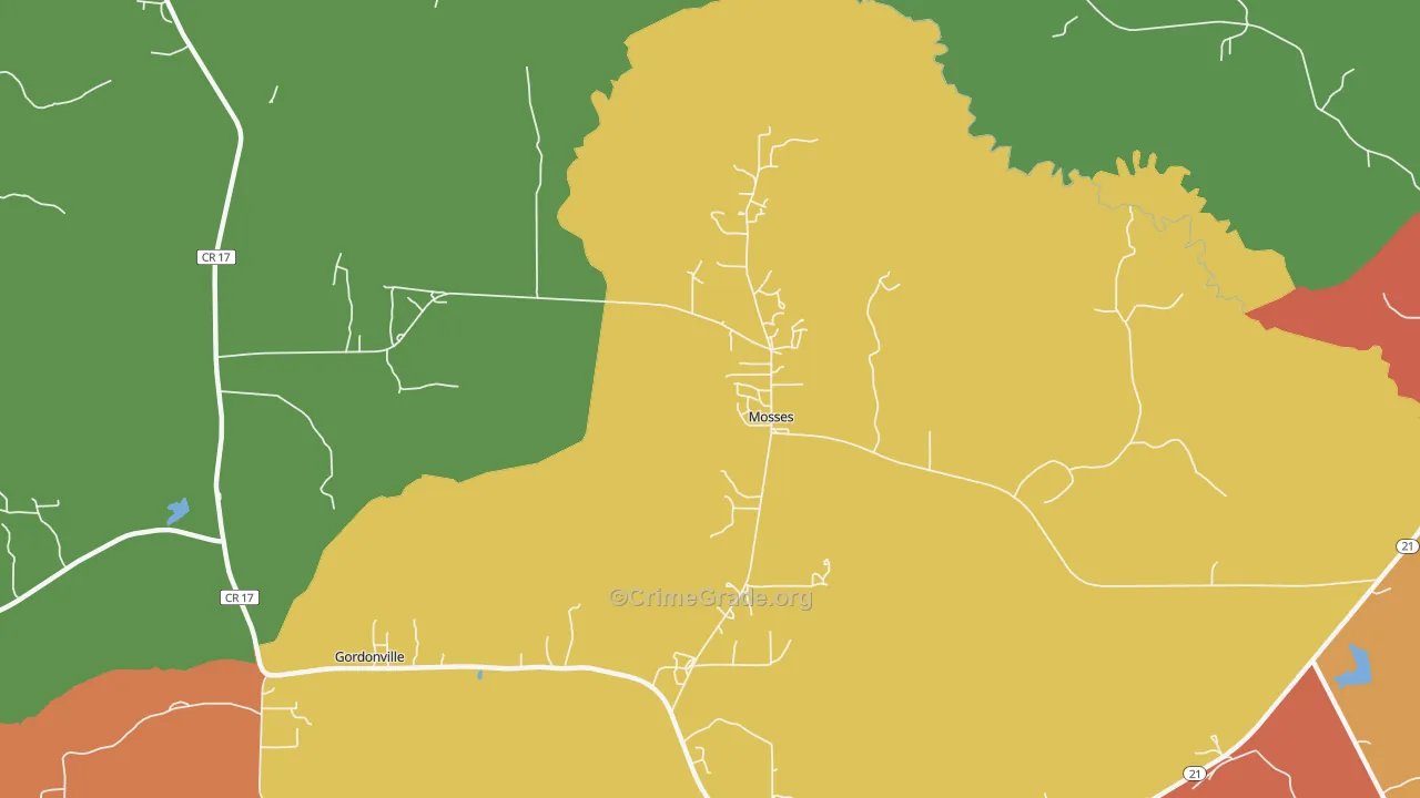 Mosses, AL Map of Drug-Related Crime Rates