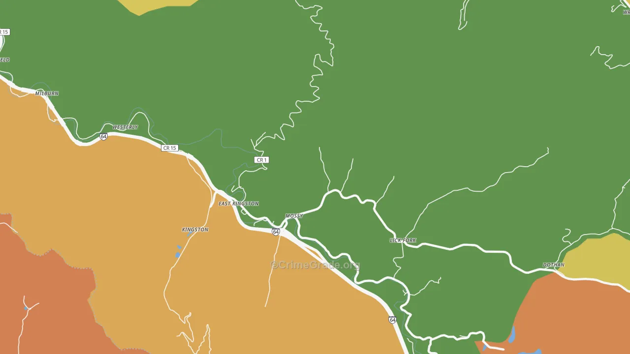 Mossy, WV Map of Drug-Related Crime Rates