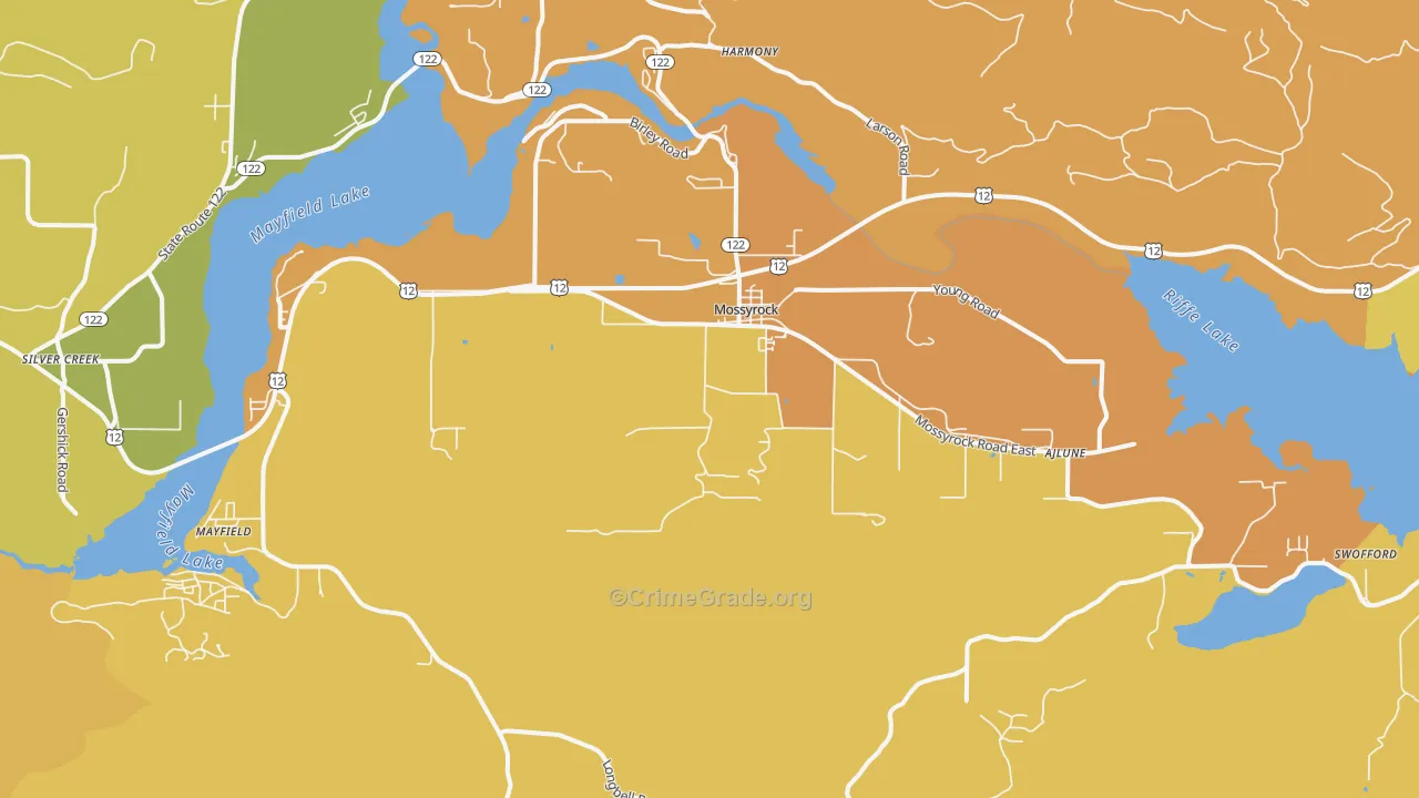 Mossyrock, WA Map of Drug-Related Crime Rates