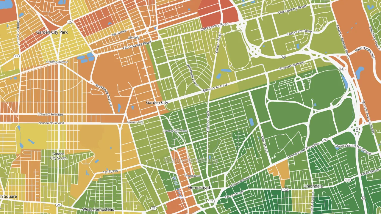 Mott Section, Garden City, NY Map of Drug-Related Crime Rates