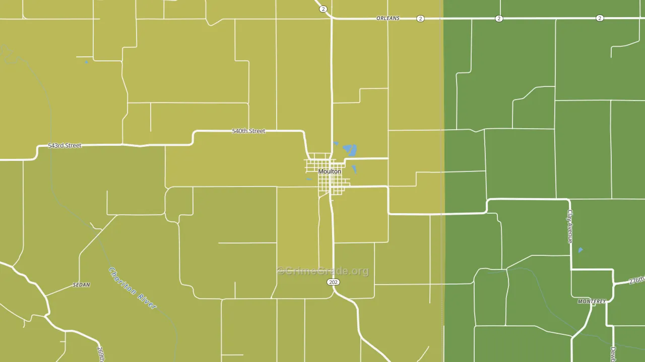 Moulton, IA Map of Drug-Related Crime Rates