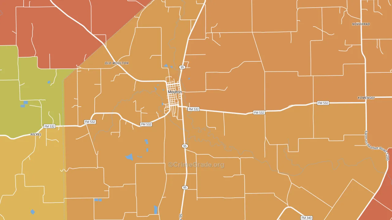 Moulton, TX Map of Drug-Related Crime Rates