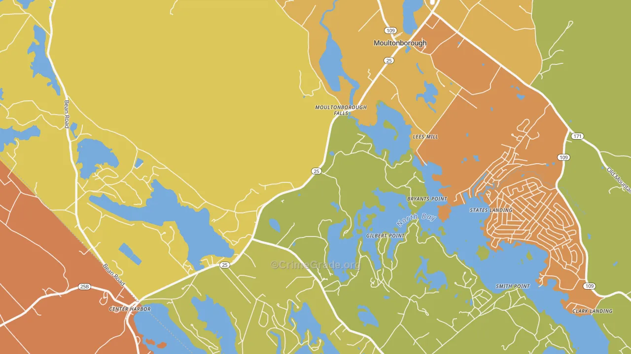 Moultonborough Falls, NH Map of Drug-Related Crime Rates