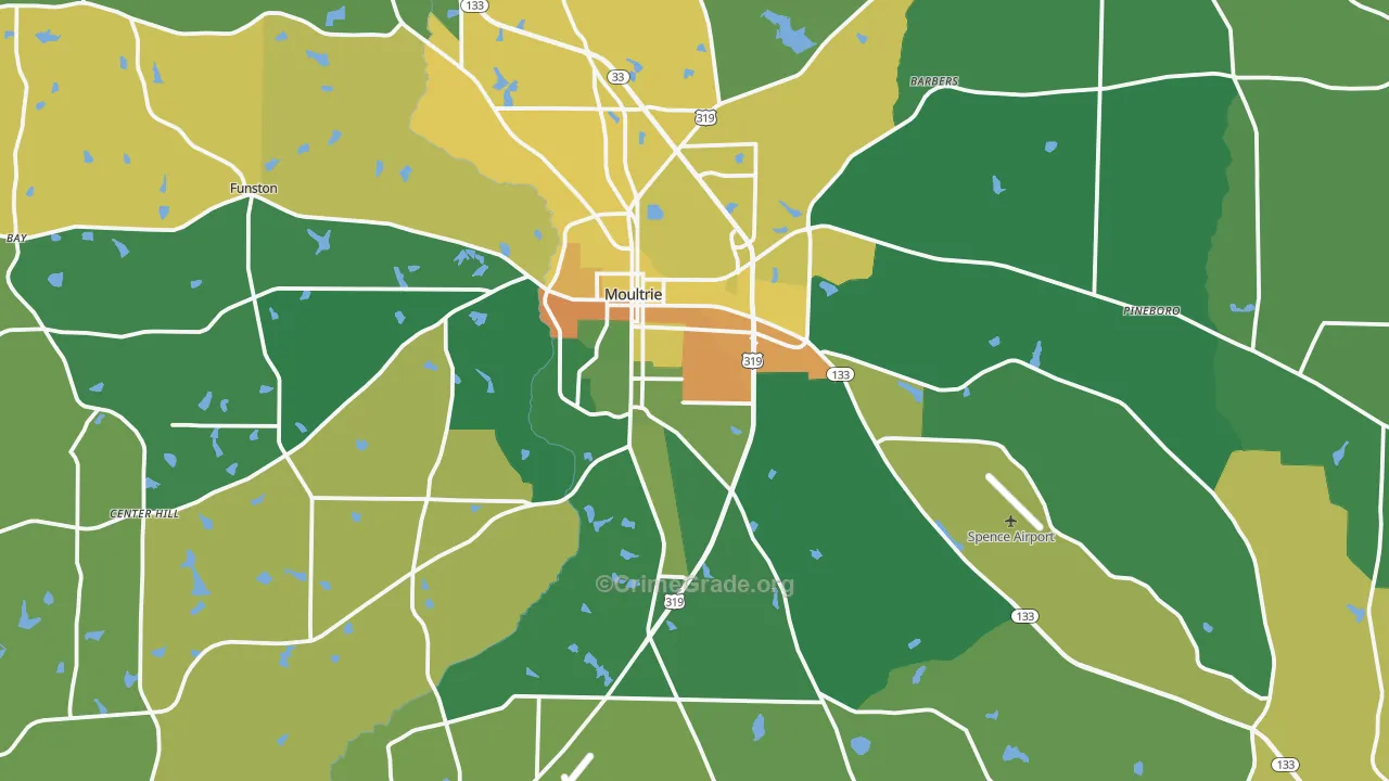 Moultrie, GA Map of Drug-Related Crime Rates